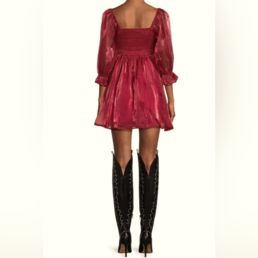 Thirty Thirty LA Chiffon Babydoll Dress Red Mini Medium Sexy Chic Shiny Red $69 - Picture 5 of 6
